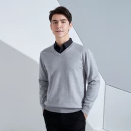 Cashmere Cotton Blend Classic V-neck Knitted Sweater Men Pullover 2024 Autumn Winter Soft Warm Business Casual Jumper Pull Homme
