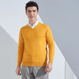Cashmere Cotton Blend Classic V-neck Knitted Sweater Men Pullover 2024 Autumn Winter Soft Warm Business Casual Jumper Pull Homme