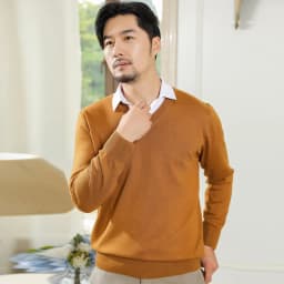 Cashmere Cotton Blend Classic V-neck Knitted Sweater Men Pullover 2024 Autumn Winter Soft Warm Business Casual Jumper Pull Homme