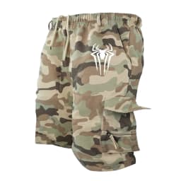 Men's Spider Print Cargo Shorts Male Outdoor Overalls Elastic Waist Cycling Shorts Multi-pockets Loose Work Beach Sports Shorts