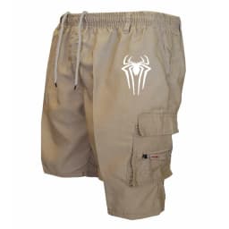 Men's Spider Print Cargo Shorts Male Outdoor Overalls Elastic Waist Cycling Shorts Multi-pockets Loose Work Beach Sports Shorts