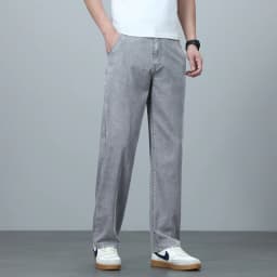 High Quality Spring Summer Lyocell Men's Jeans Loose Straight Wide Leg Casual With Slant Pockets Trousers Male Plus Size 40