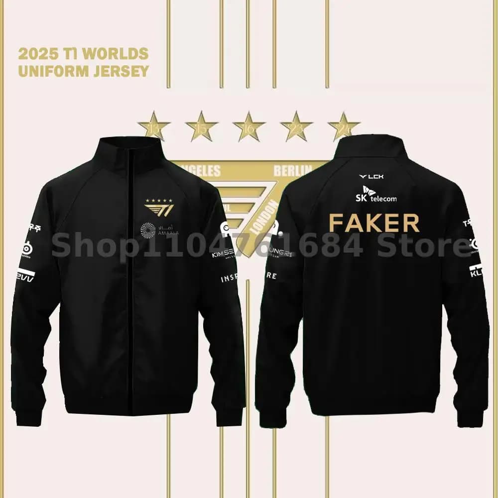 T1 2025 World Championship Lol Esports Club Champion Five Star Limited Edition Team Jacket Faker Fan Support Jacket