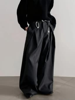 Harajuku Work Wear Wide Leg Suit Pants Men Business Pleated Curved Straight Long Trousers Streetwear Loose Casual Baggy Pants