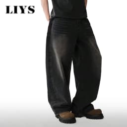 Four Season Men's Jeans Korean Version Student Casual Pants High Street Straight Loose Wide Leg Jeans Black Grey Blue Baggy Jean