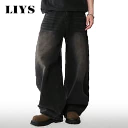 Four Season Men's Jeans Korean Version Student Casual Pants High Street Straight Loose Wide Leg Jeans Black Grey Blue Baggy Jean