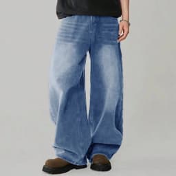 Four Season Men's Jeans Korean Version Student Casual Pants High Street Straight Loose Wide Leg Jeans Black Grey Blue Baggy Jean