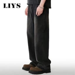 Four Season Men's Jeans Korean Version Student Casual Pants High Street Straight Loose Wide Leg Jeans Black Grey Blue Baggy Jean