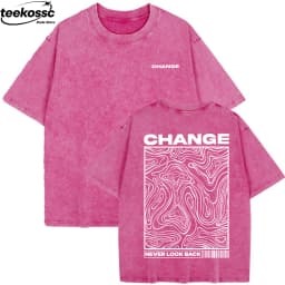 Change Never Look Back Printed Washed T-Shirts Womens Cotton Oversize T Shirt Summer Short Sleeve Tops Casual O-Neck Clothes