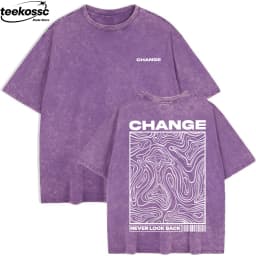 Change Never Look Back Printed Washed T-Shirts Womens Cotton Oversize T Shirt Summer Short Sleeve Tops Casual O-Neck Clothes