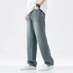 Stretch Jeans Men's 2024 New Lyocell Fabric High Quality Soft Loose Wide Pants Elastic Waist Casual Denim Trousers Streetwear