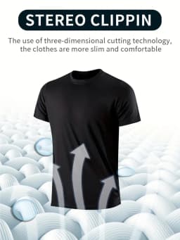 Round Neck T-Shirt 4-Pack Black Ultra-Light Men's Quick-Drying Breathable Sweat-Absorbent Shirt Suitable for Fitness Gym and Running