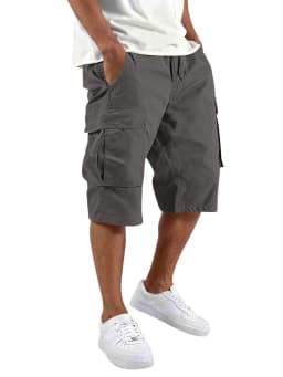 2026 Summer Men Loose Straight Pants Casual Multi-Pocket Shorts Pure Color Fashion Men Shorts Drawstring Daily Cargo Short Pants
