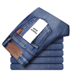 Classic Business Casual Jeans Men 2026 New Fashion Blue Slim Stretch Denim Trousers Male High Pants Men Clothing