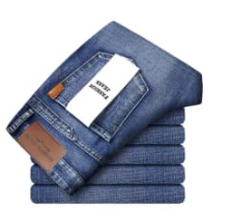 Classic Business Casual Jeans Men 2026 New Fashion Blue Slim Stretch Denim Trousers Male High Pants Men Clothing