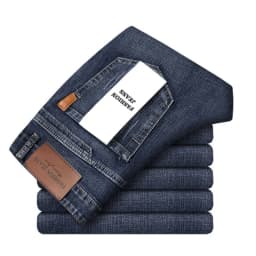 Classic Business Casual Jeans Men 2026 New Fashion Blue Slim Stretch Denim Trousers Male High Pants Men Clothing