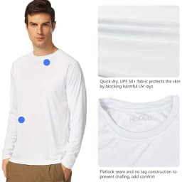 UV Men's Sun Protection Long Sleeve Summer UPF50+ Performance Quick Dry Men T-shirts Breathable Hiking Workout Pullover Tops