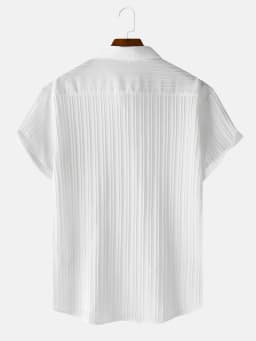 Men's Solid Textured Short Sleeve Shirt Loose Casual Comfy Top for Summer Men's Clothes for Daily Wear