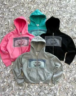 Dollar printed red new hooded sweatshirt autumn and winter American retro washed long-sleeved hooded trendy loose casual top
