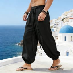 FGKKS Brand New Men Pants Fashion Loose Style Comfortable Cotton Pants Man Black Solid Trousers