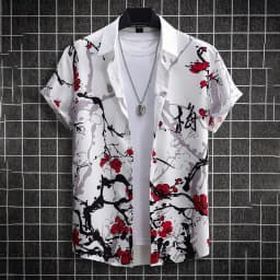 Summer Flower Graffiti 3D Print Men's Street Fashion Shirt - Suitable for Both Men and Women - Hawaiian Shirt Short-Sleeved Top