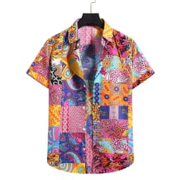 Summer Flower Graffiti 3D Print Men's Street Fashion Shirt - Suitable for Both Men and Women - Hawaiian Shirt Short-Sleeved Top