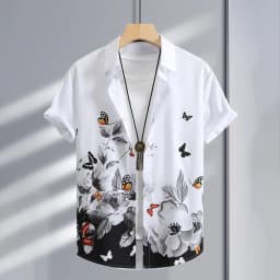 Summer Flower Graffiti 3D Print Men's Street Fashion Shirt - Suitable for Both Men and Women - Hawaiian Shirt Short-Sleeved Top