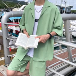 2Pieces(Shirts+Shorts)Men Sets Plus Size 5XL-M Summer Loose Short Sleeve Shirt and Knee Length Shorts Men's Sets Casual Clothing