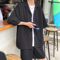 2Pieces(Shirts+Shorts)Men Sets Plus Size 5XL-M Summer Loose Short Sleeve Shirt and Knee Length Shorts Men's Sets Casual Clothing