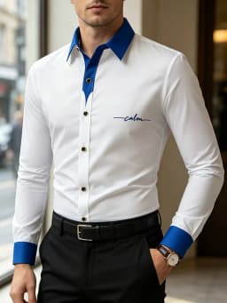 FGKKS Men Shirts Brand Fashion Printed Smart Casual Business Long Sleeve Patchwork Micro Elastic Male Dress White Shirt