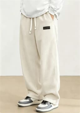2026 Spring Autumn Men Casual Loose Drawstring Pants Fashion Sweatpants Solid-Color Corduroy Trousers Jogger Training Men Pants