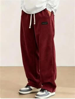 2026 Spring Autumn Men Casual Loose Drawstring Pants Fashion Sweatpants Solid-Color Corduroy Trousers Jogger Training Men Pants