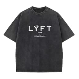 LYFT Washed Classical LOGO 230GSM Cotton Vintage BIG T-SHIRT Men's Oversized Muscle Sports Fitness Tee Tops Gym Training Shirts