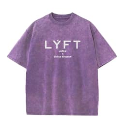 LYFT Washed Classical LOGO 230GSM Cotton Vintage BIG T-SHIRT Men's Oversized Muscle Sports Fitness Tee Tops Gym Training Shirts