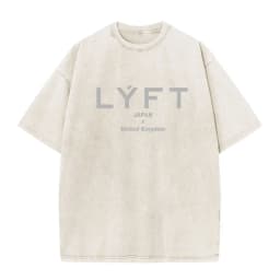 LYFT Washed Classical LOGO 230GSM Cotton Vintage BIG T-SHIRT Men's Oversized Muscle Sports Fitness Tee Tops Gym Training Shirts