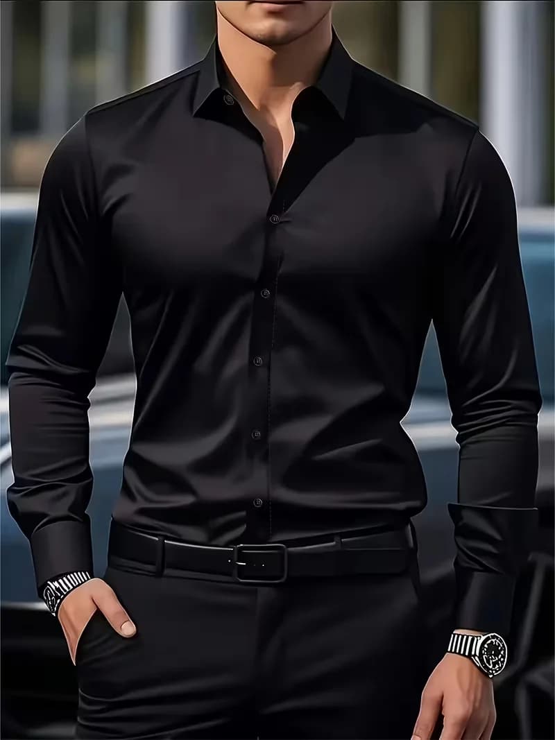Autumn  Winter New Men's Long-Sleeve Shirt Business Formal Wear Breathable Lightweight Long-Sleeved Top for Daily Work