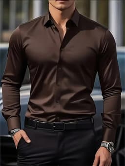 Autumn  Winter New Men's Long-Sleeve Shirt Business Formal Wear Breathable Lightweight Long-Sleeved Top for Daily Work