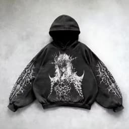 Retro Gothic Graphic Print Hip Hop Hoodie for Men Y2k Grunge Punk Casual Loose Pullover Women Streetwear Sweatshirt Hoodies