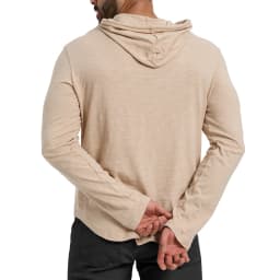 Men's Solid Color Long Sleeve T-shirt Hooded Design Fashion Breathable Tees Lightweight Drawstring Cozy Cotton Tops