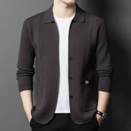 High-Quality Men's Knitted Cardigans Solid Color Simple Business Lapel Knitwear Coat Man Autumn New Long Sleeves Sweater Jacket