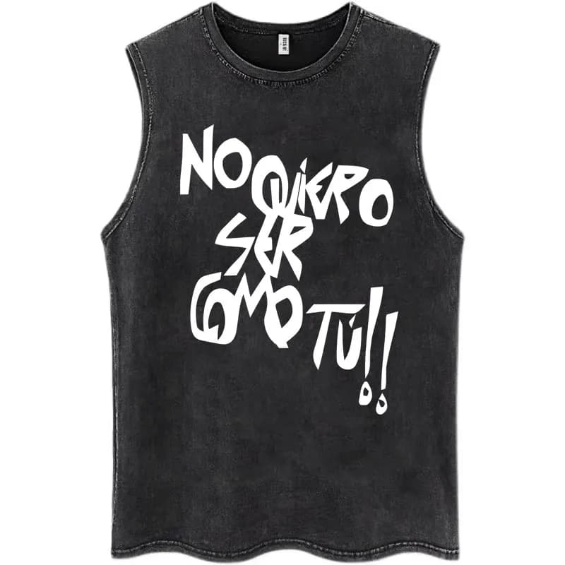Rock Band EXTREMODURO Same Style Washed Tank Tops I Do Not Want To Be Like You Sleeveless T-shirts Men Women Loose Cotton Vest
