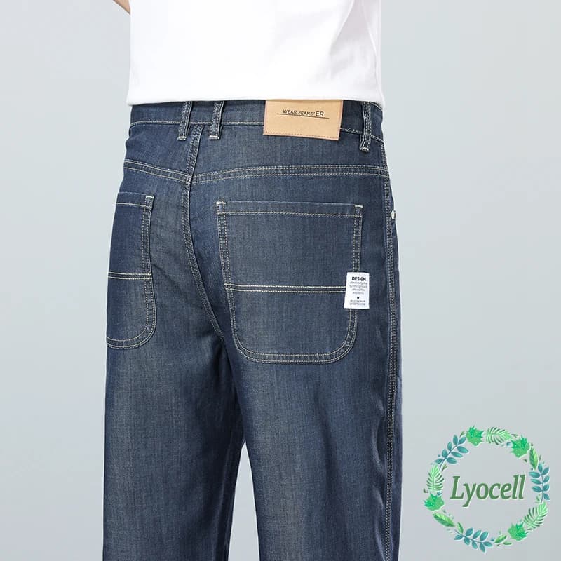 High Quality New Summer Lyocell Fabric Stretch Jeans Business Loose Straight Casual Trousers Fashion Pants Plus Size 28-35 40