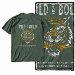 G41 Army Green Vintage 100% Cotton Tiger Printed Men's T-shirt | Streetwear Big Size Cool O-neck men's Tee Tshirt