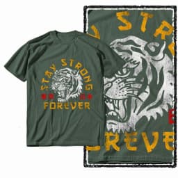 G41 Army Green Vintage 100% Cotton Tiger Printed Men's T-shirt | Streetwear Big Size Cool O-neck men's Tee Tshirt
