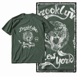 G41 Army Green Vintage 100% Cotton Tiger Printed Men's T-shirt | Streetwear Big Size Cool O-neck men's Tee Tshirt