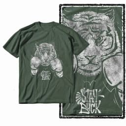 G41 Army Green Vintage 100% Cotton Tiger Printed Men's T-shirt | Streetwear Big Size Cool O-neck men's Tee Tshirt