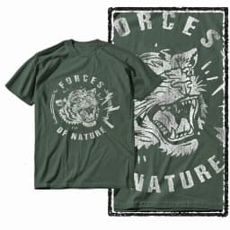 G41 Army Green Vintage 100% Cotton Tiger Printed Men's T-shirt | Streetwear Big Size Cool O-neck men's Tee Tshirt