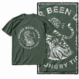 G41 Army Green Vintage 100% Cotton Tiger Printed Men's T-shirt | Streetwear Big Size Cool O-neck men's Tee Tshirt