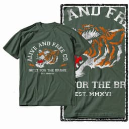 G41 Army Green Vintage 100% Cotton Tiger Printed Men's T-shirt | Streetwear Big Size Cool O-neck men's Tee Tshirt