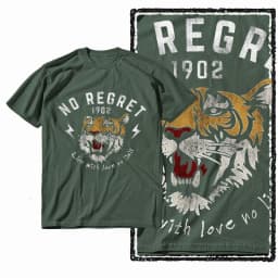 G41 Army Green Vintage 100% Cotton Tiger Printed Men's T-shirt | Streetwear Big Size Cool O-neck men's Tee Tshirt